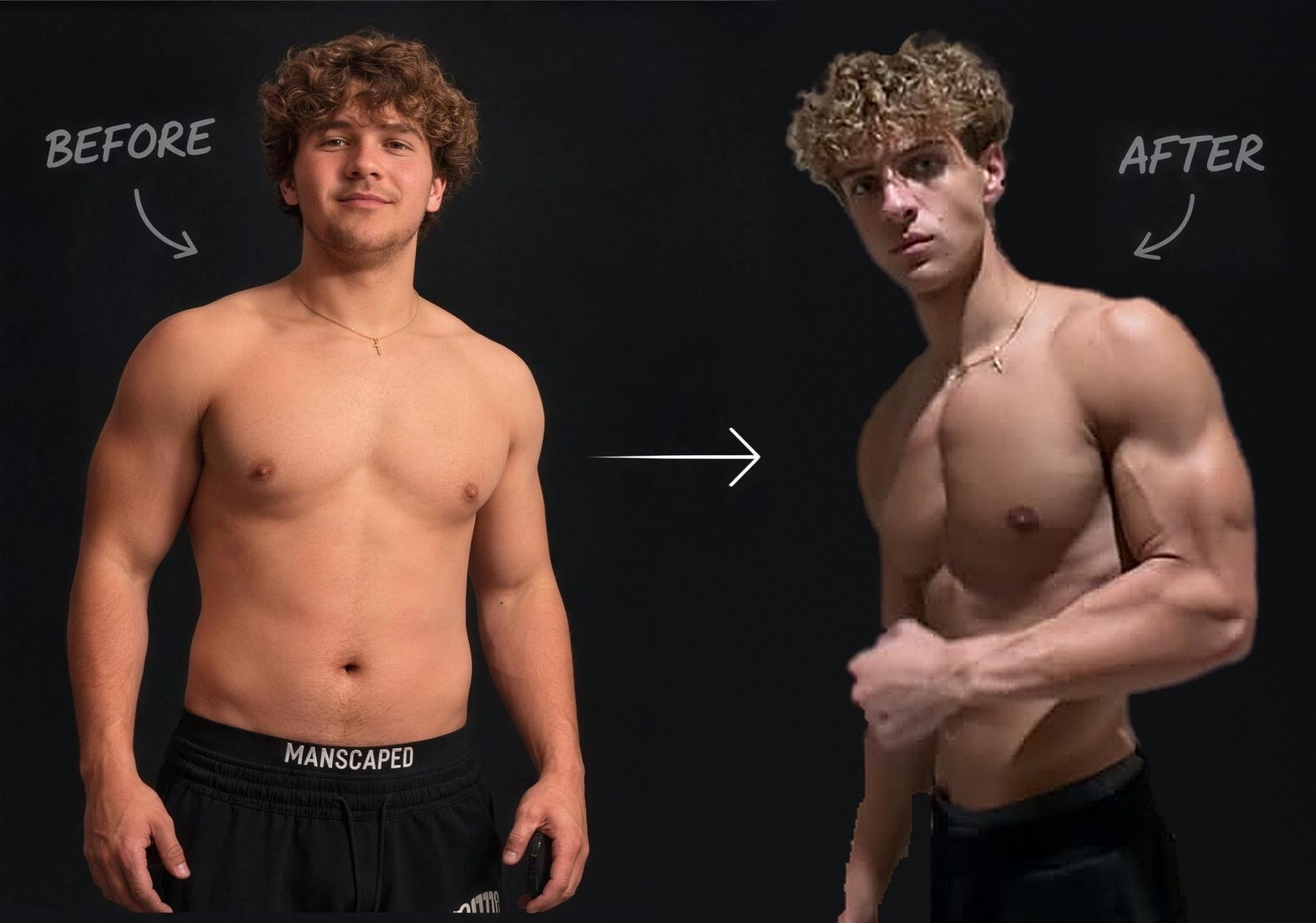 Marko's own before-and-after photographs, side by side